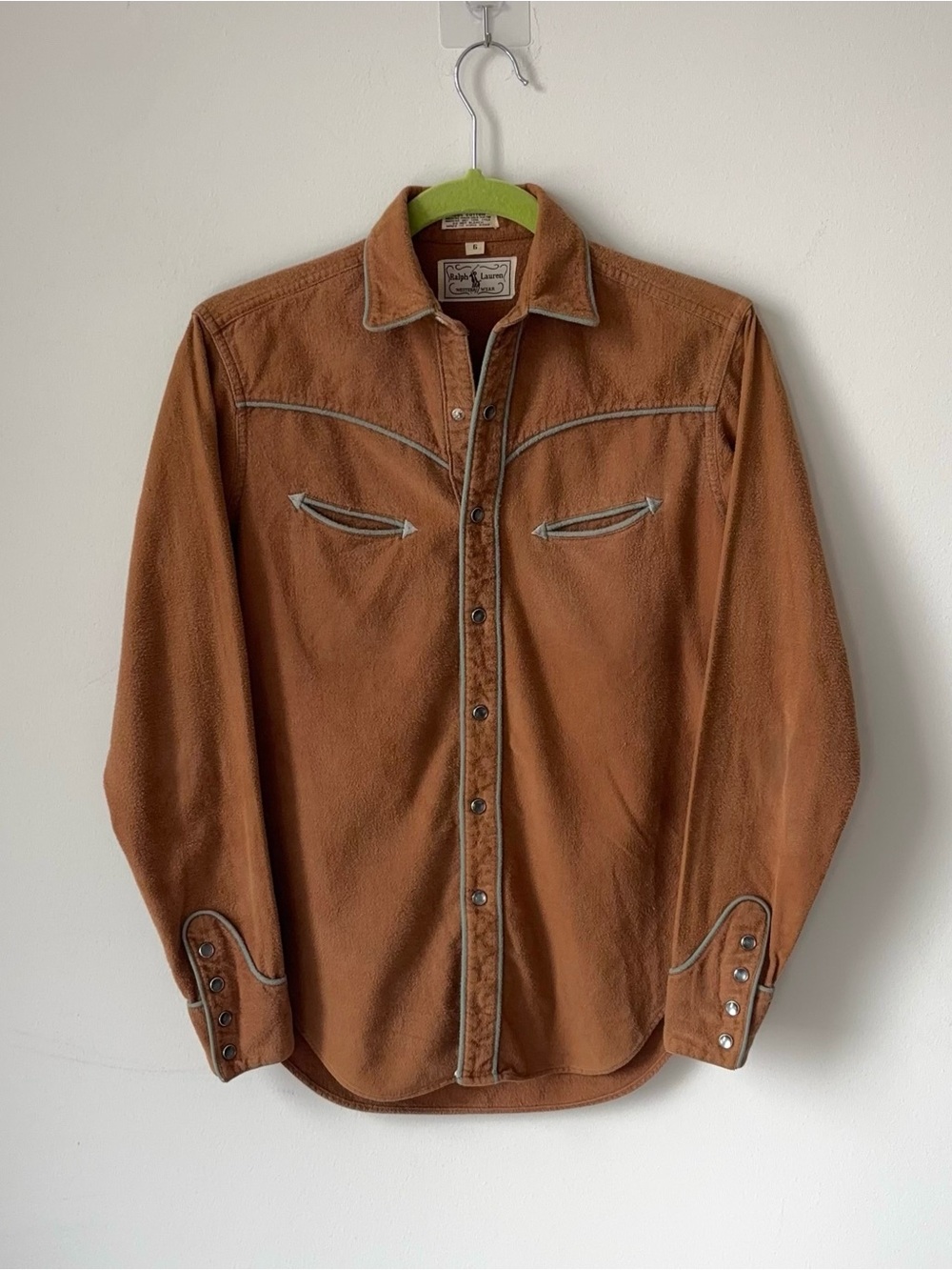 Vintage Ralph Lauren Western Wear Pearl Snap Western Shirt Sz 6 Flannel 70s 80s